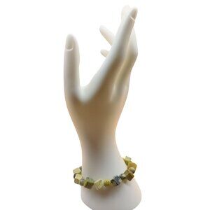 Yellow & Green Jasper Gemstone Bracelet With Geometric Beads & Lobster Clasp